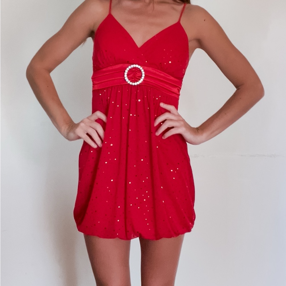 Taboo Scarlet Mini Dress with Glittering Details